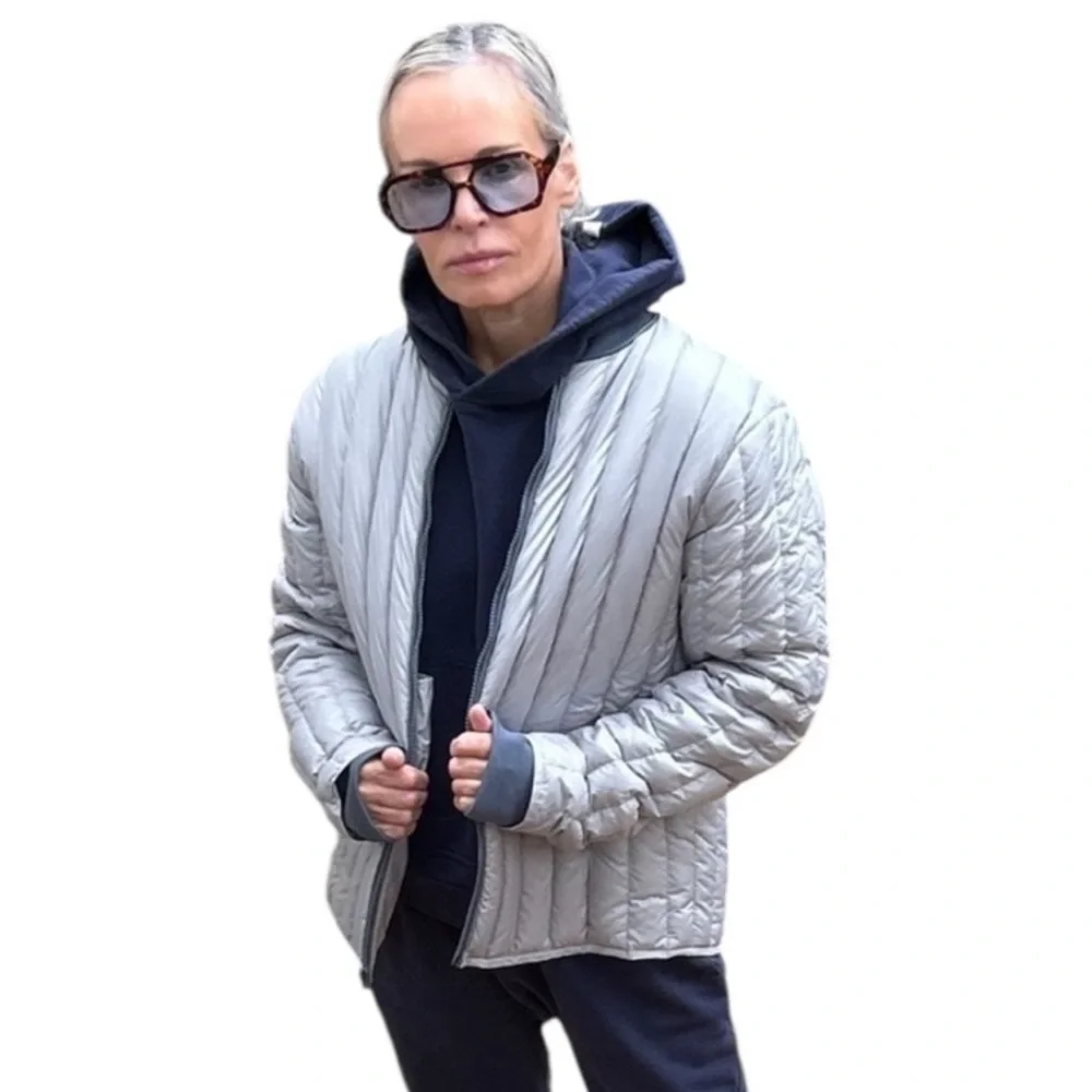 FRAME Denim NWT  Quilted LinerDown Puffer Jacket  in Steel Sz M - Picture 2 of 8